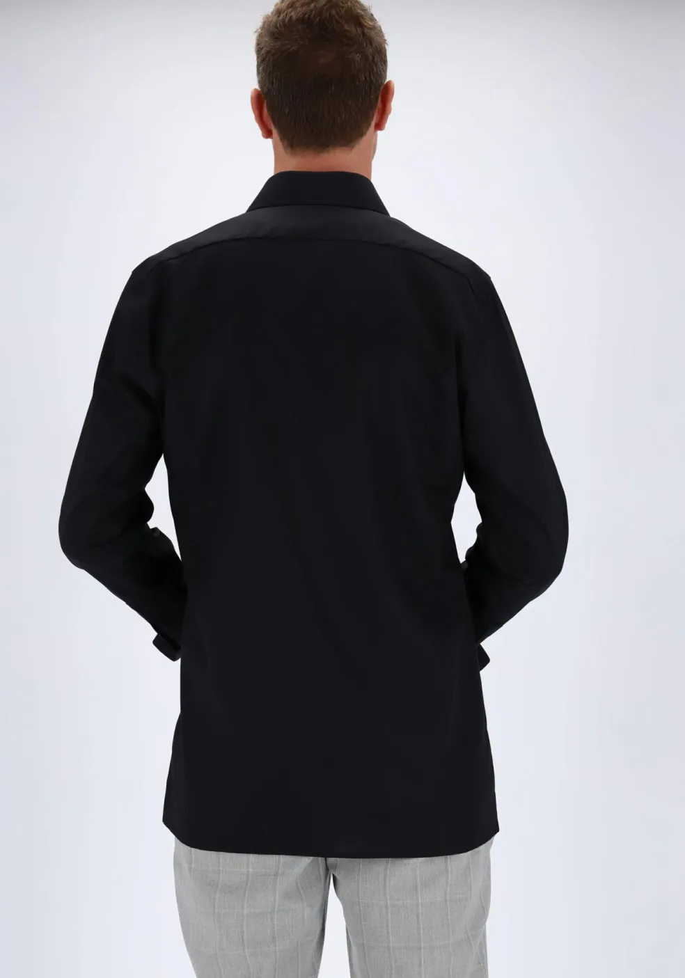 OLYMP Luxor modern fit overhemd, mouwlengte 7, zwart (contrast)