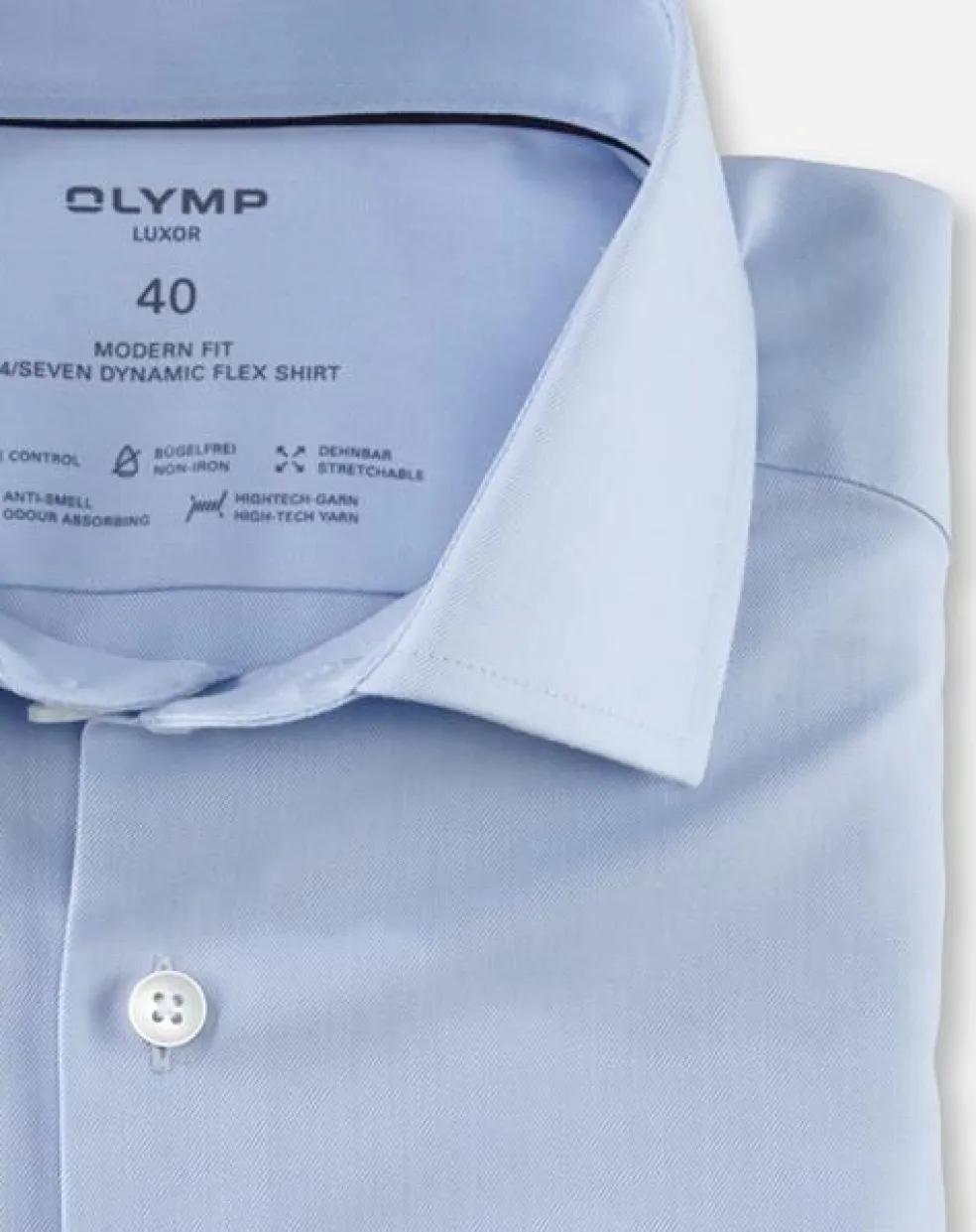 OLYMP Luxor 24/7 modern fit overhemd, korte mouw, Dynamic Flex, bleu