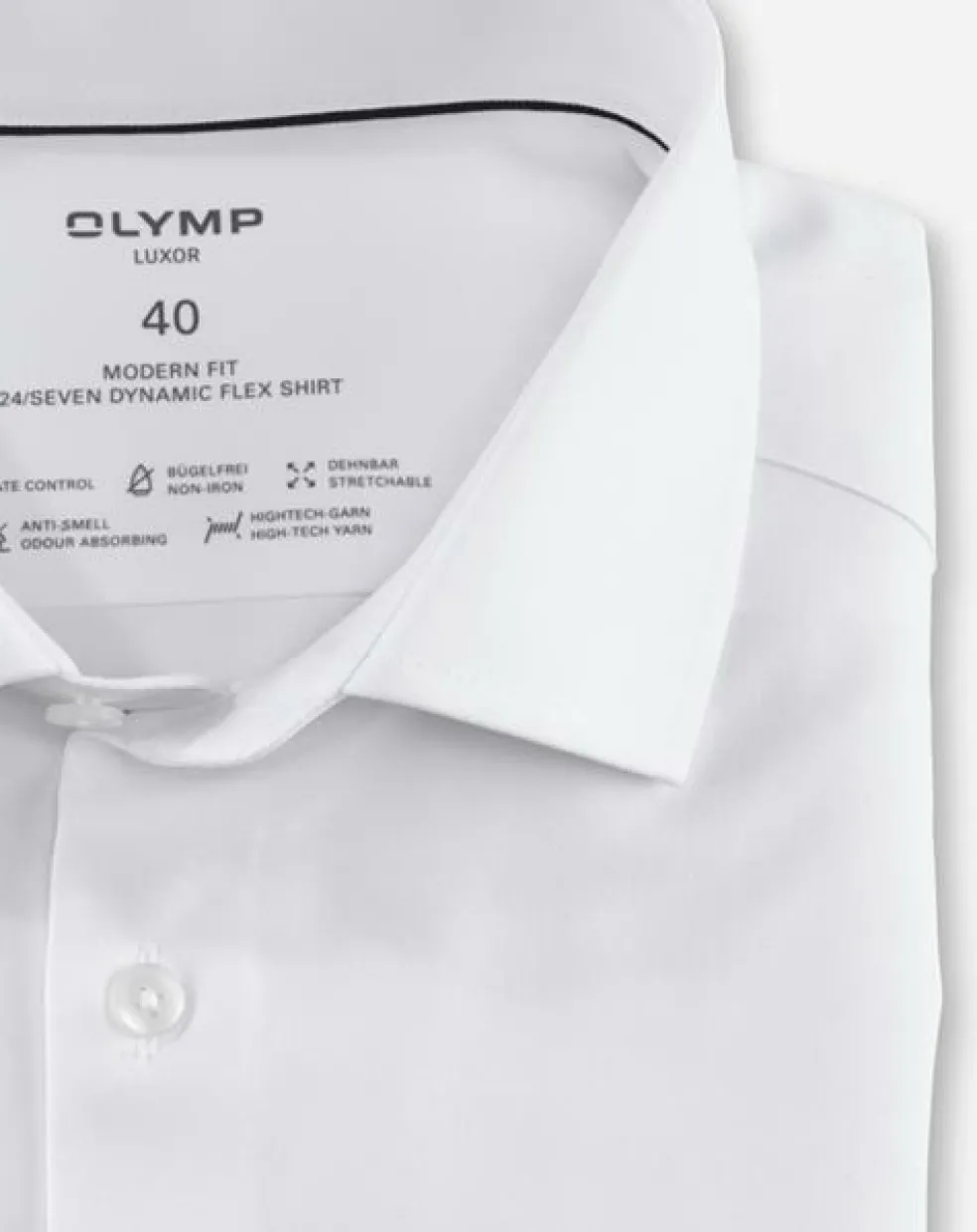 OLYMP Luxor 24/7 modern fit overhemd, korte mouw, Dynamic Flex, wit