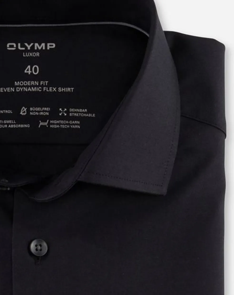 OLYMP Luxor 24/7 modern fit overhemd, korte mouw, Dynamic Flex, zwart