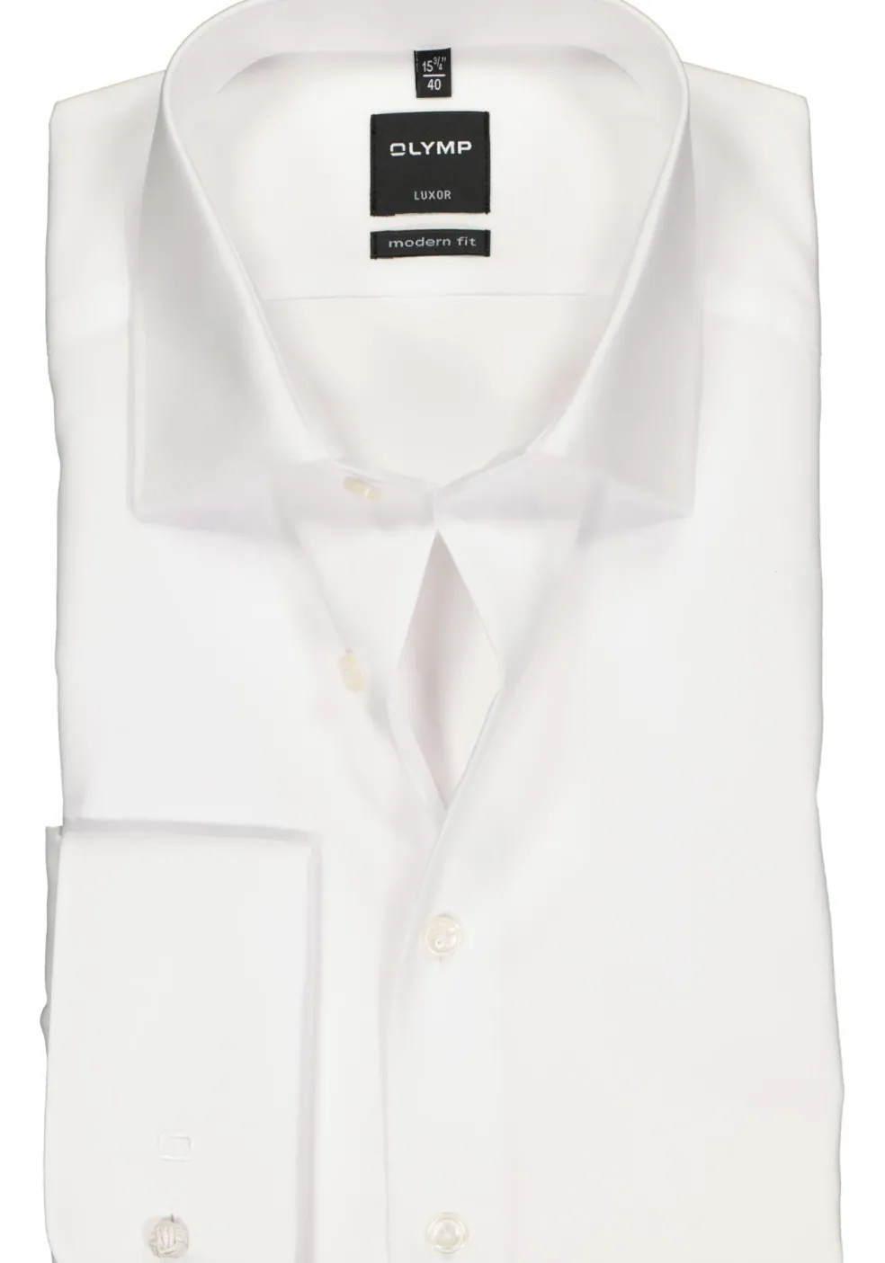 OLYMP Luxor modern fit overhemd, dubbele manchet, wit