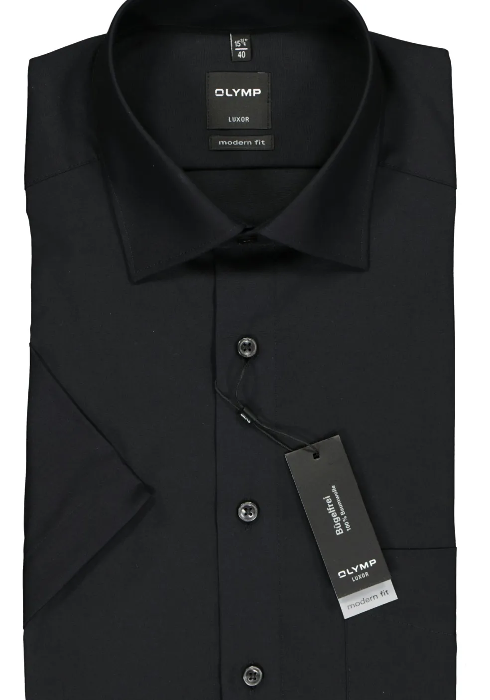 OLYMP Luxor modern fit overhemd, korte mouw, zwart