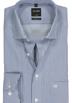 OLYMP Luxor modern fit overhemd, marine blauw met wit gestreept