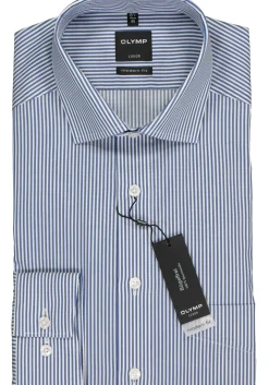 OLYMP Luxor modern fit overhemd, marine blauw met wit gestreept