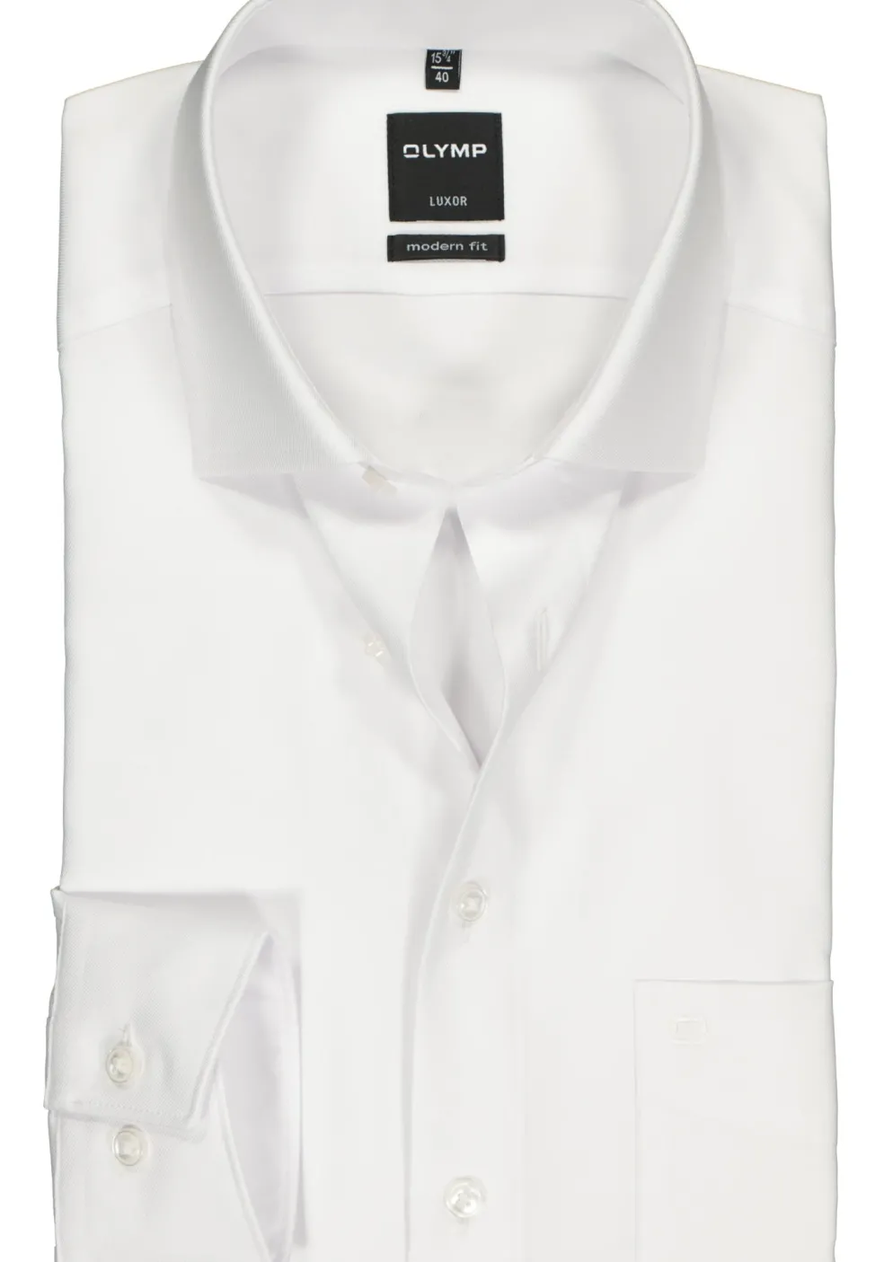 OLYMP Luxor modern fit overhemd, mouwlengte 7, wit twill