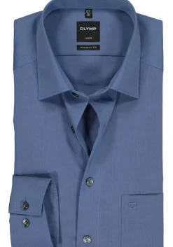 OLYMP Luxor modern fit overhemd, rook blauw