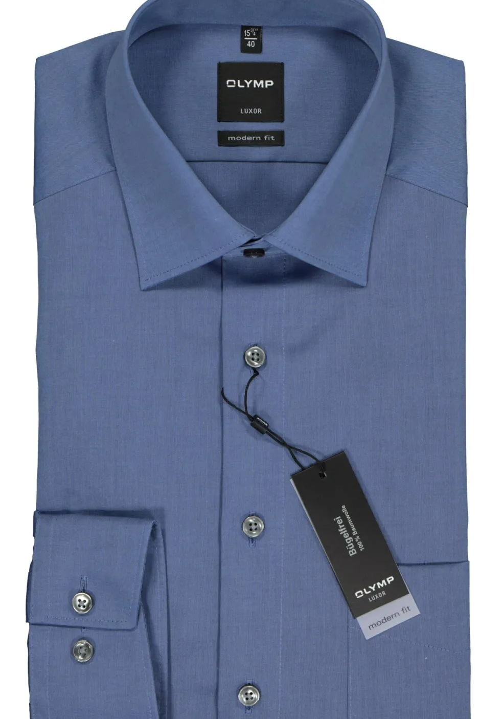 OLYMP Luxor modern fit overhemd, rook blauw