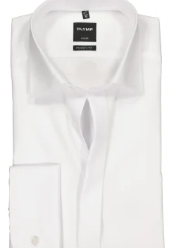OLYMP Luxor modern fit overhemd, smoking overhemd, mouwlengte 7, wit met Kent kraag