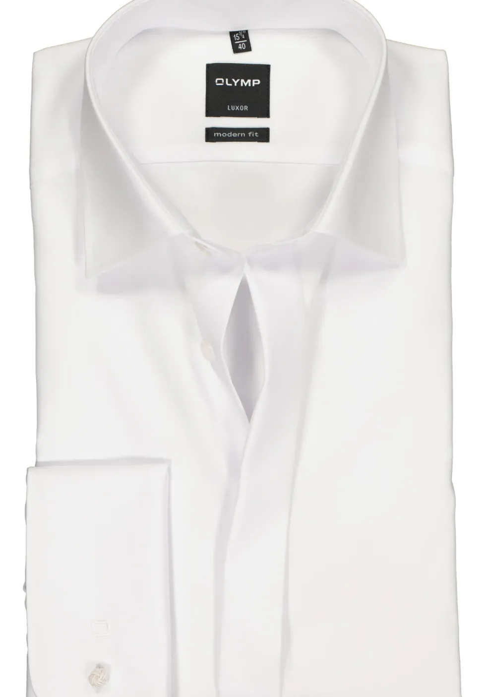 OLYMP Luxor modern fit overhemd, smoking overhemd, mouwlengte 7, wit met Kent kraag