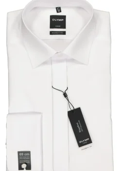 OLYMP Luxor modern fit overhemd, smoking overhemd, mouwlengte 7, wit met Kent kraag