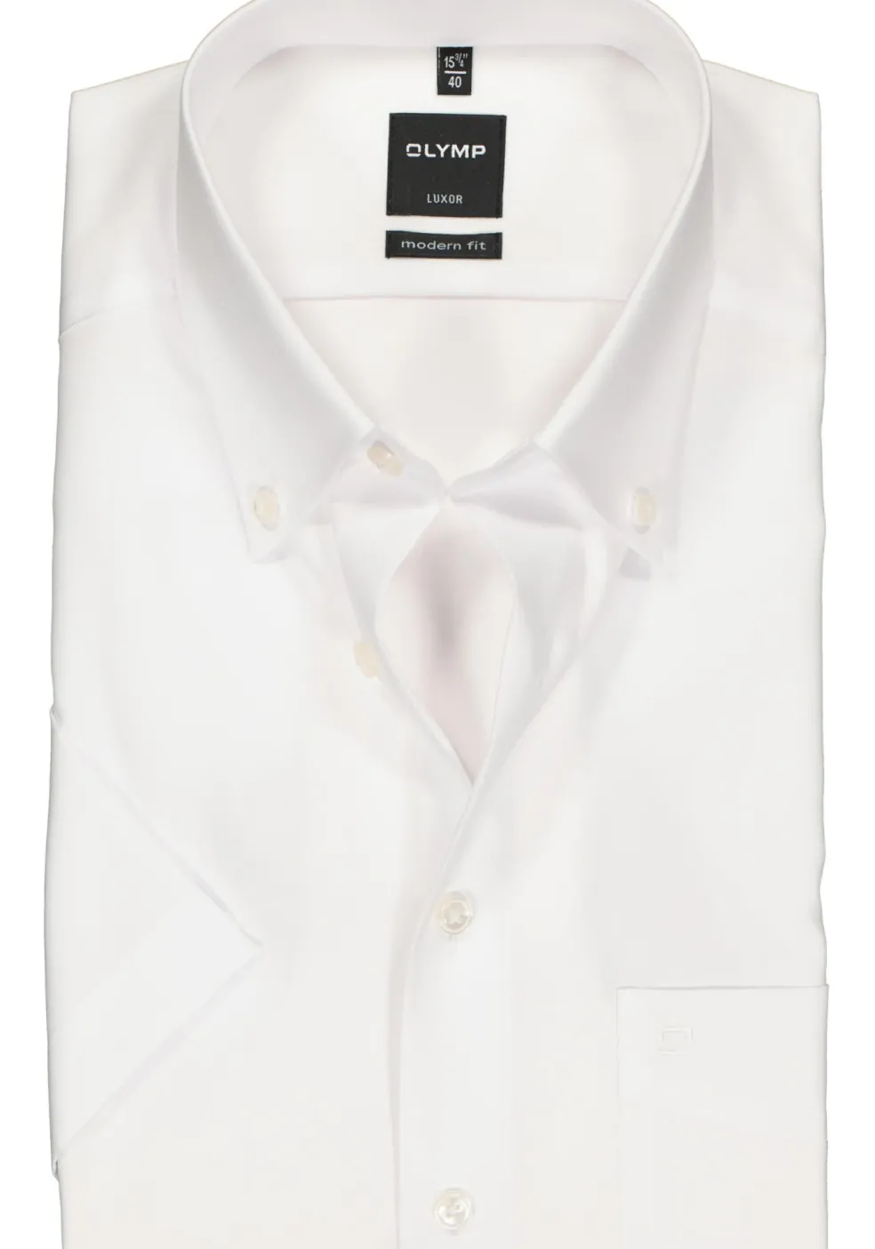 OLYMP Luxor modern fit overhemd, korte mouw, wit met button-down kraag