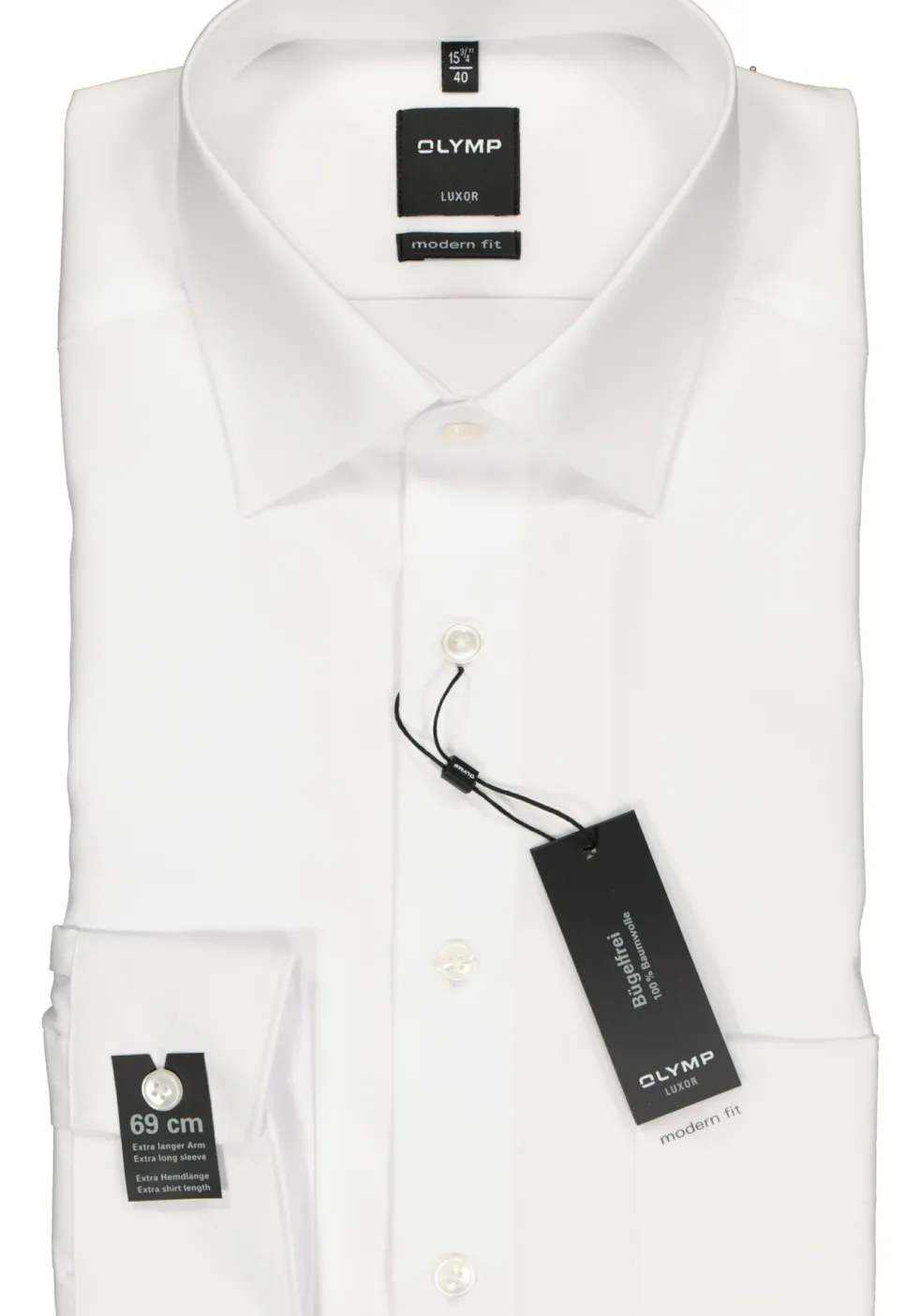 OLYMP Luxor modern fit overhemd, mouwlengte 7, wit