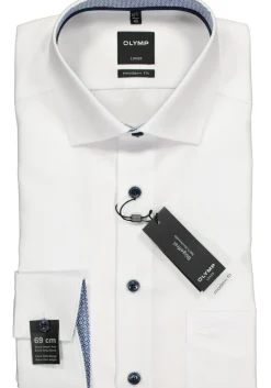 OLYMP Luxor modern fit overhemd, mouwlengte 7, wit (contrast)
