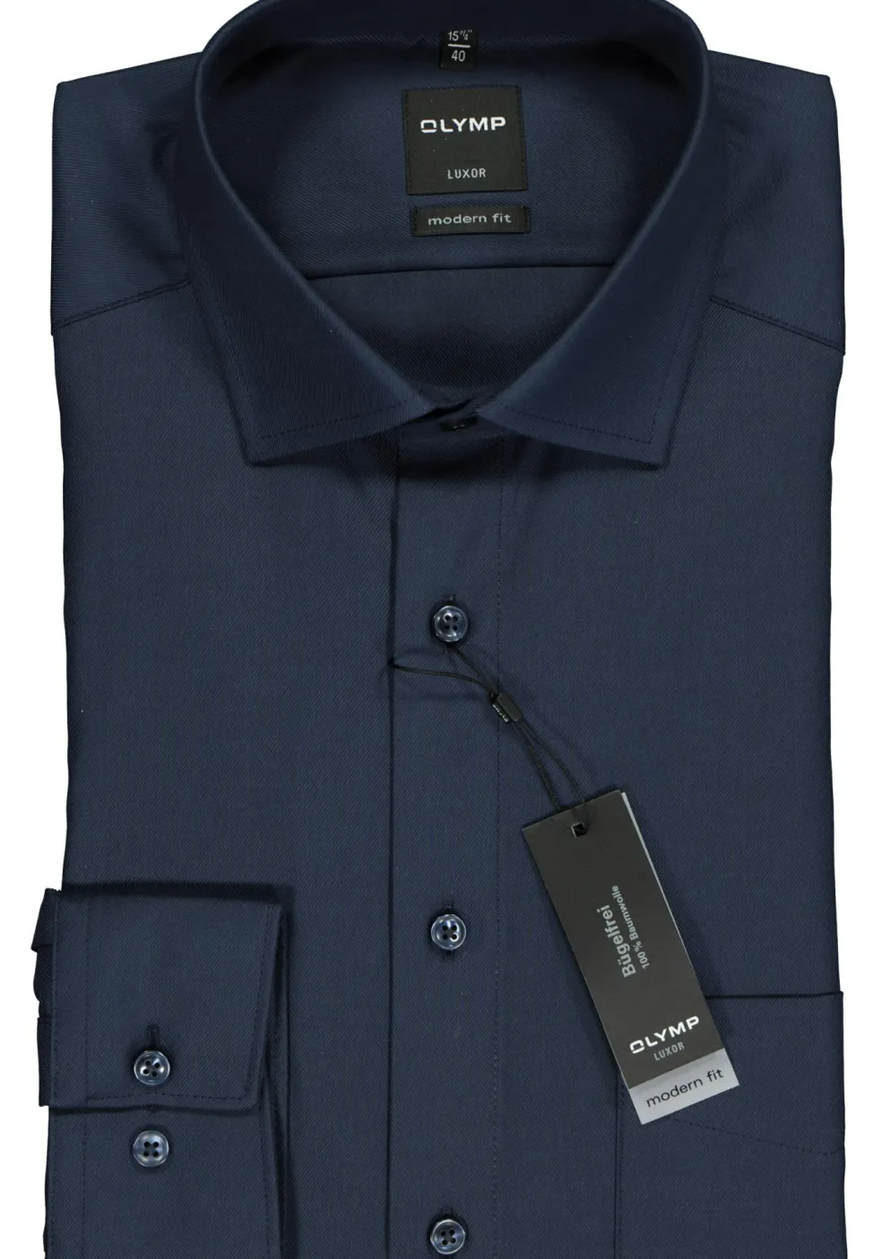 OLYMP Luxor modern fit overhemd, nachtblauw twill