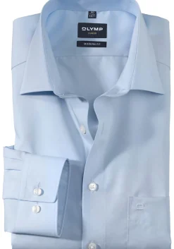 OLYMP Luxor modern fit overhemd, popeline, blauw