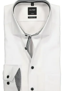 OLYMP Luxor modern fit overhemd, wit (zwart contrast)