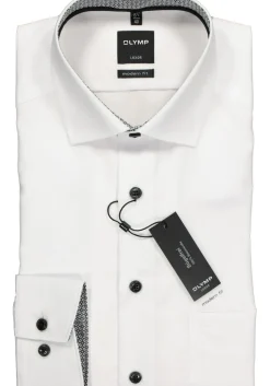 OLYMP Luxor modern fit overhemd, wit (zwart contrast)