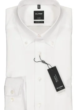 OLYMP Luxor modern fit overhemd, wit met button-down kraag