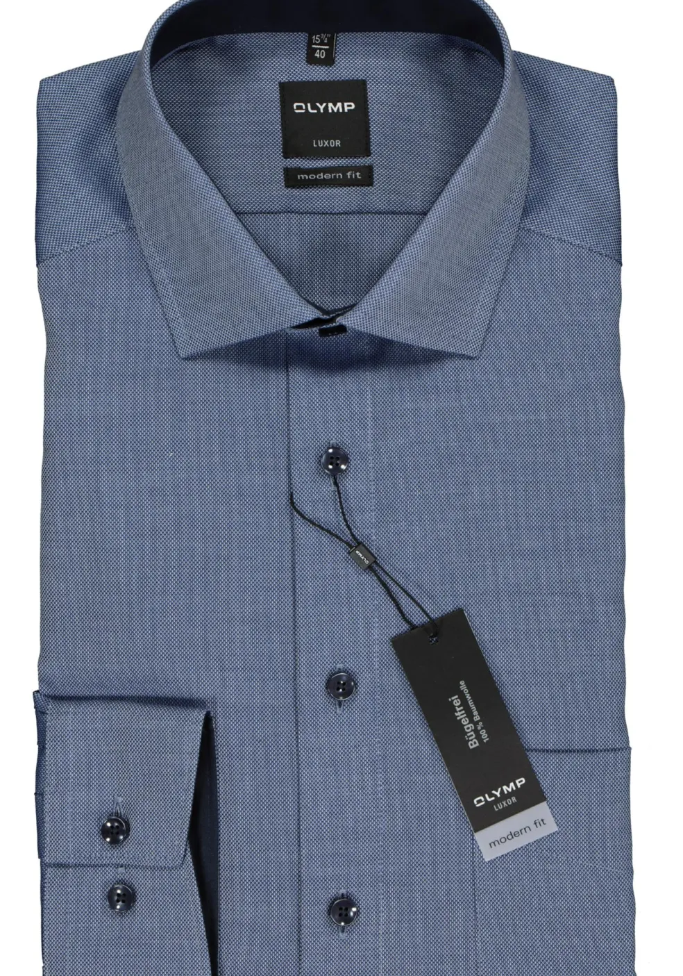 OLYMP Luxor modern fit overhemd, donkerblauw structuur (contrast)