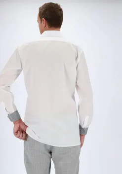 OLYMP Luxor modern fit overhemd, mouwlengte 7, wit (zwart contrast)