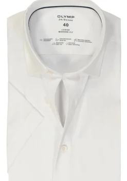 OLYMP Luxor 24/Seven modern fit overhemd, korte mouw, wit tricot