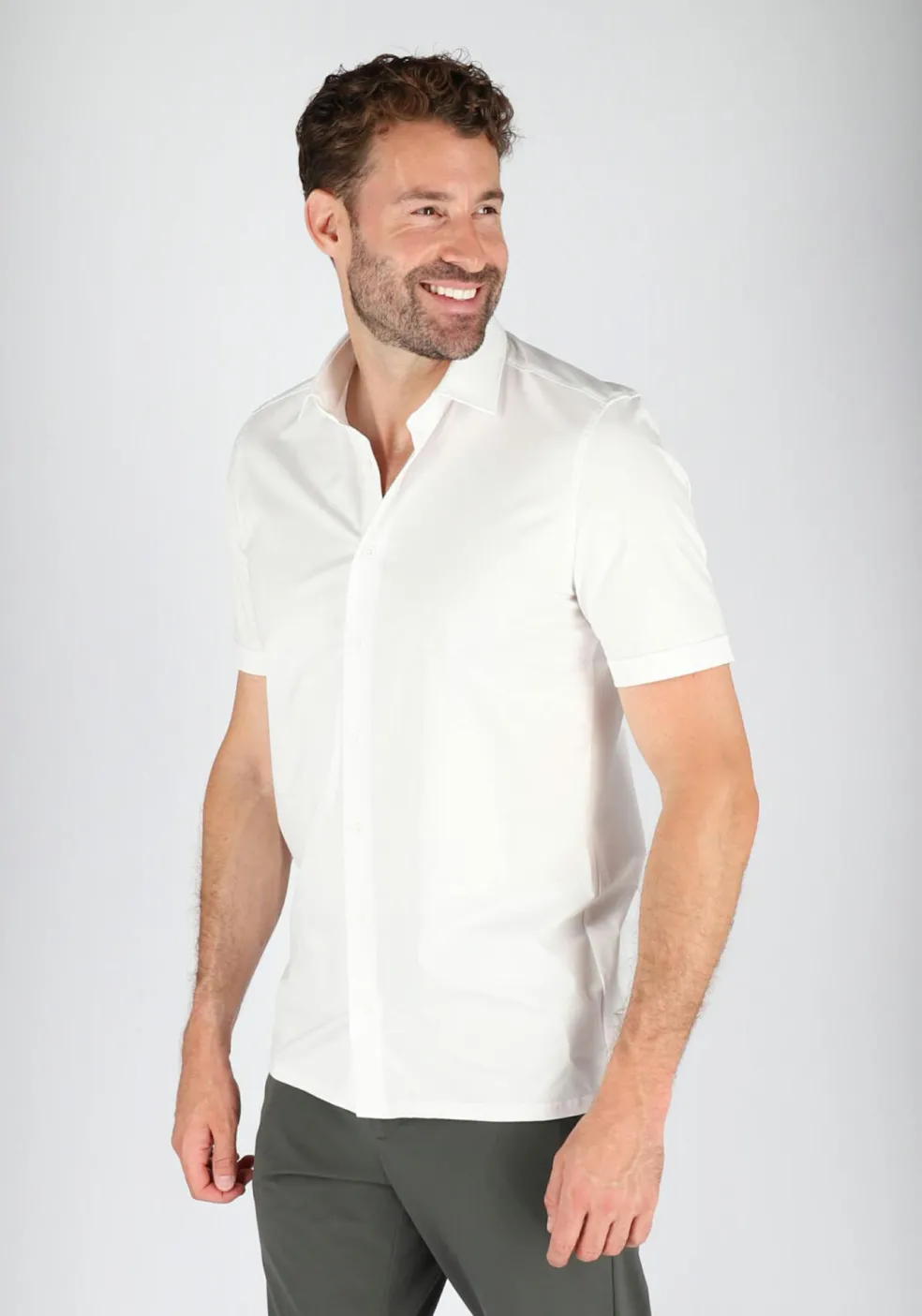 OLYMP Luxor 24/Seven modern fit overhemd, korte mouw, wit tricot