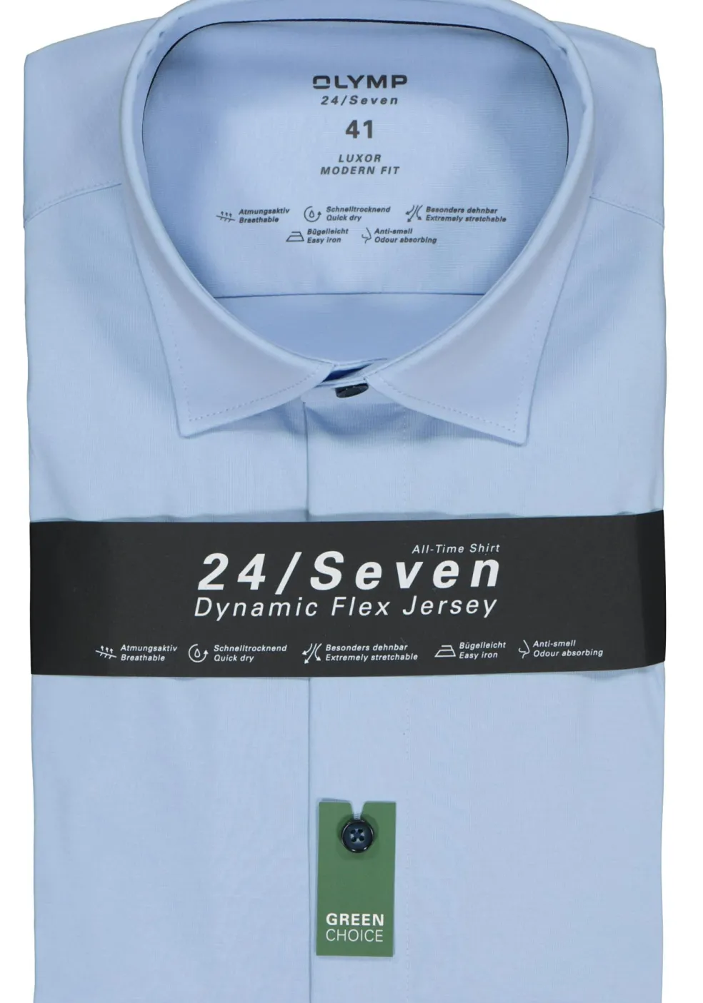 OLYMP Luxor 24/Seven modern fit overhemd, lichtblauw tricot