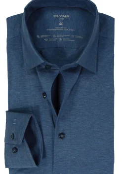 OLYMP Luxor 24/Seven modern fit overhemd, rookblauw tricot
