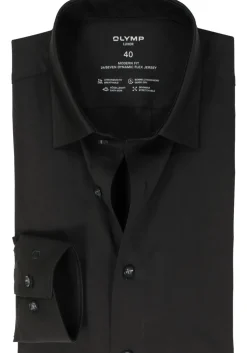 OLYMP Luxor 24/Seven modern fit overhemd, zwart tricot