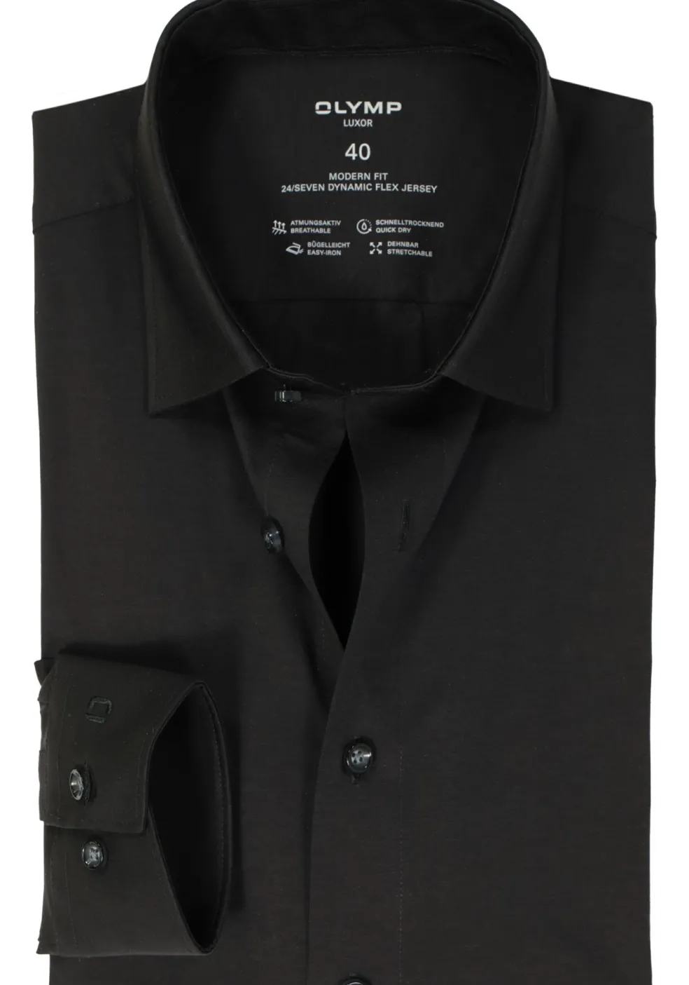 OLYMP Luxor 24/Seven modern fit overhemd, zwart tricot