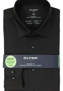 OLYMP Luxor 24/Seven modern fit overhemd, zwart tricot