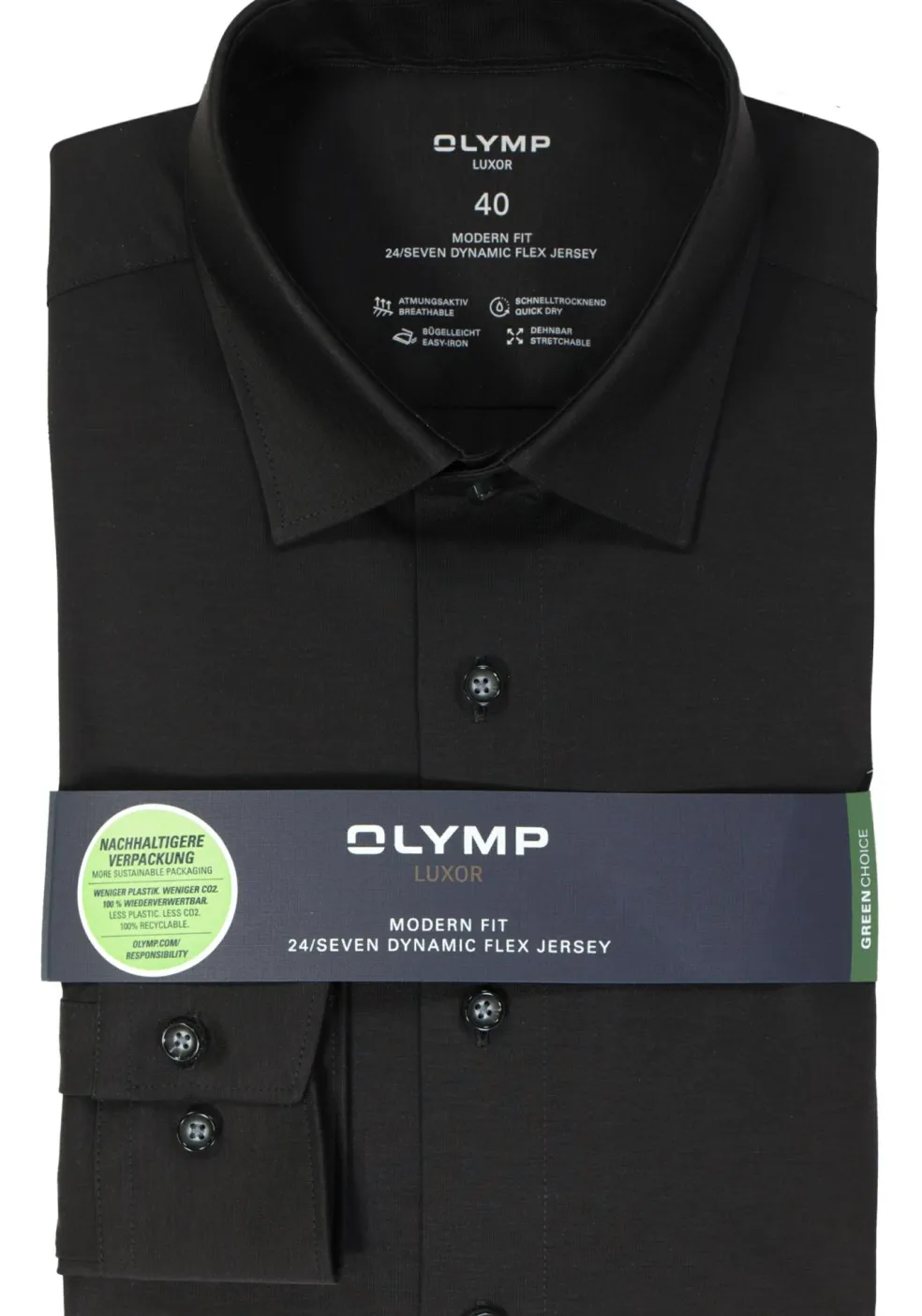 OLYMP Luxor 24/Seven modern fit overhemd, zwart tricot