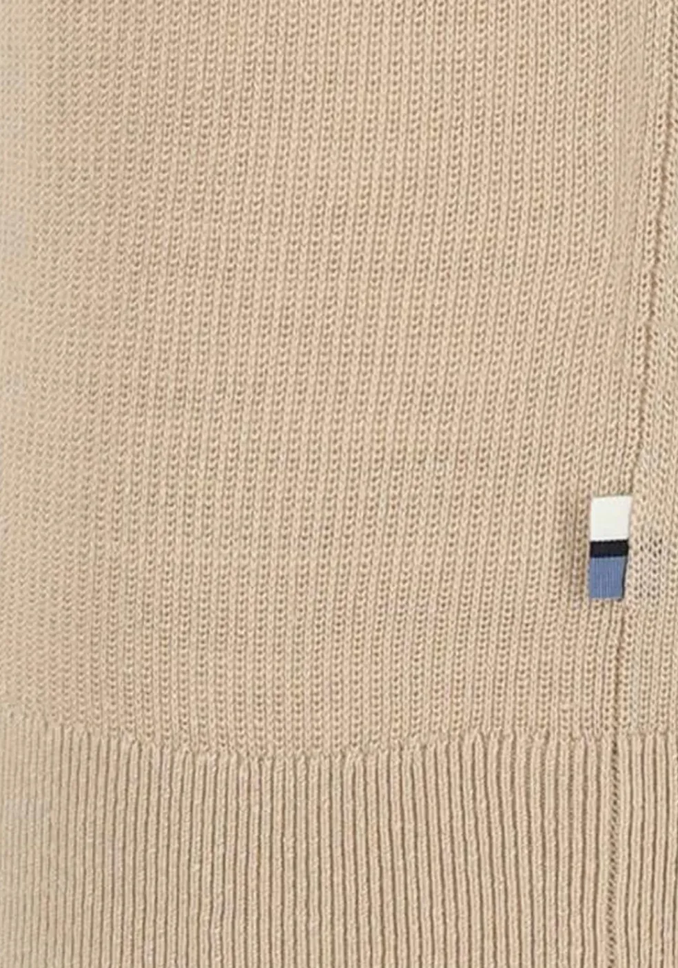 OLYMP modern fit gebreide polo katoen met hennep, structuur, korte mouw, beige