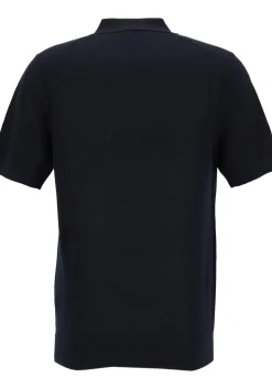 OLYMP modern fit gebreide polo katoen met hennep, structuur, korte mouw, marine blauw