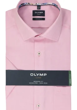 OLYMP modern fit overhemd, korte mouw, structuur, roze