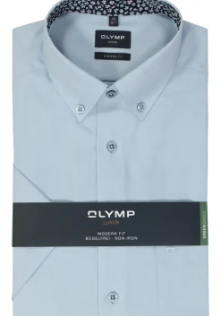 OLYMP modern fit overhemd, korte mouw, popeline, lichtblauw