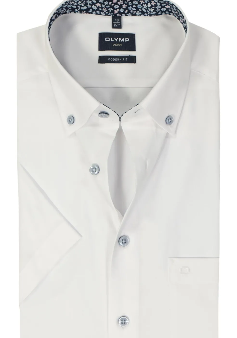 OLYMP modern fit overhemd, korte mouw, popeline, wit