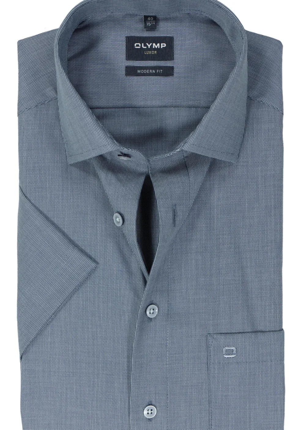 OLYMP modern fit overhemd, korte mouw, structuur, marine blauw
