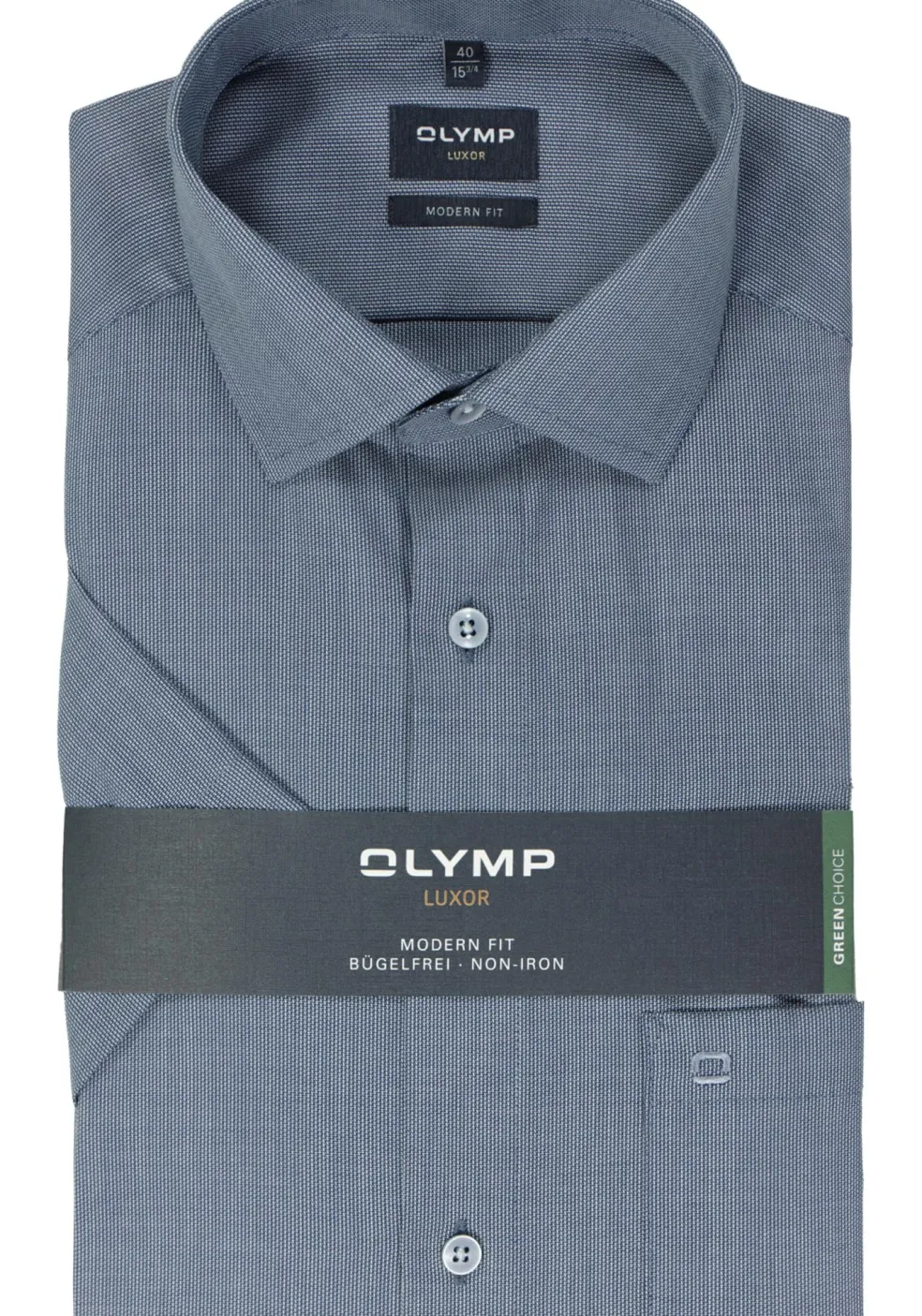 OLYMP modern fit overhemd, korte mouw, structuur, marine blauw