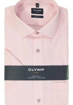OLYMP modern fit overhemd, korte mouw, structuur, roze