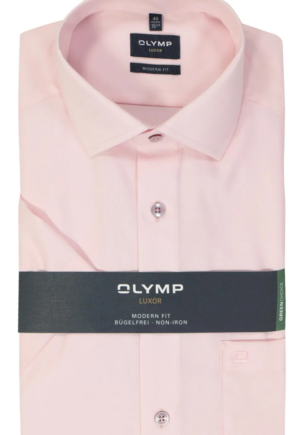 OLYMP modern fit overhemd, korte mouw, structuur, roze