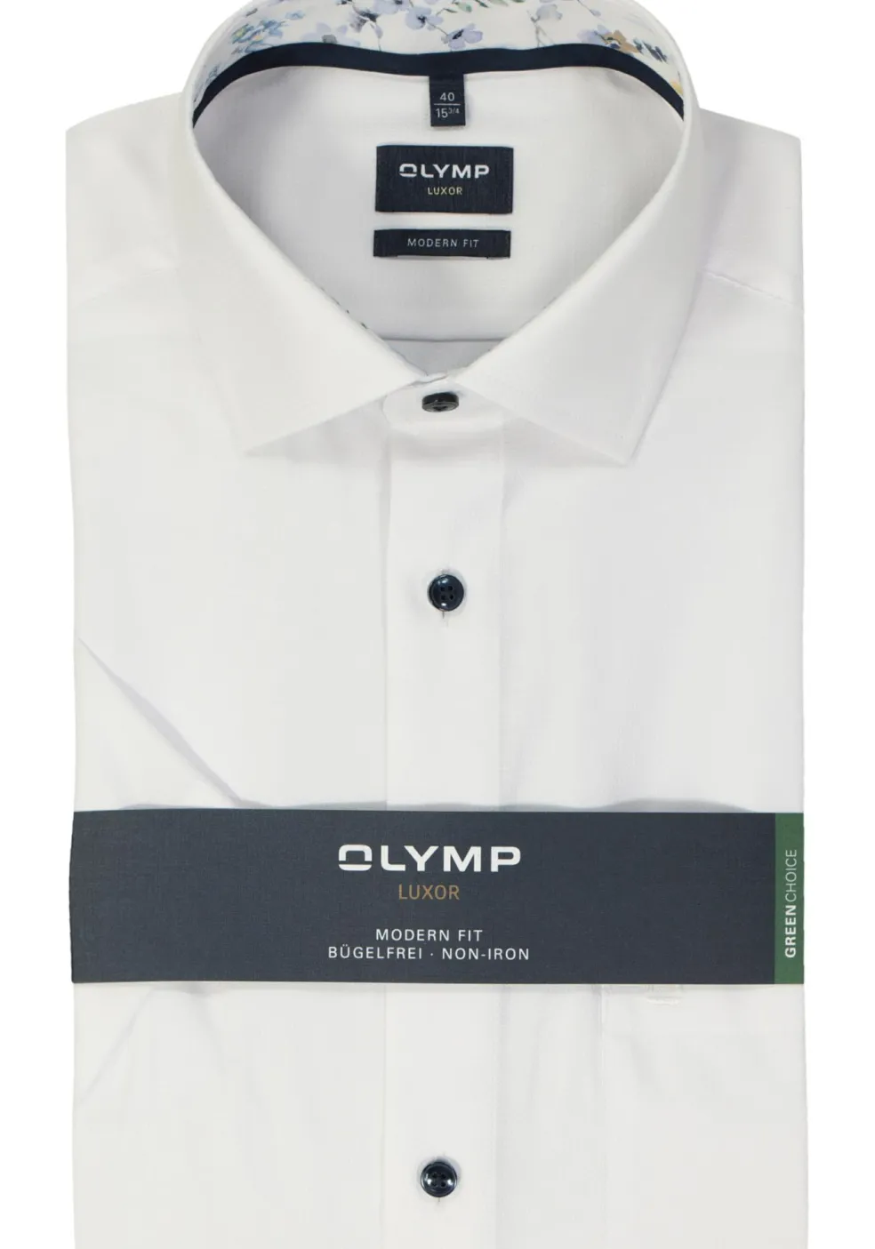 OLYMP modern fit overhemd, korte mouw, structuur, wit