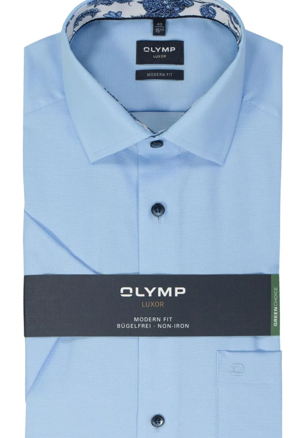 OLYMP modern fit overhemd, korte mouw, structuur, lichtblauw