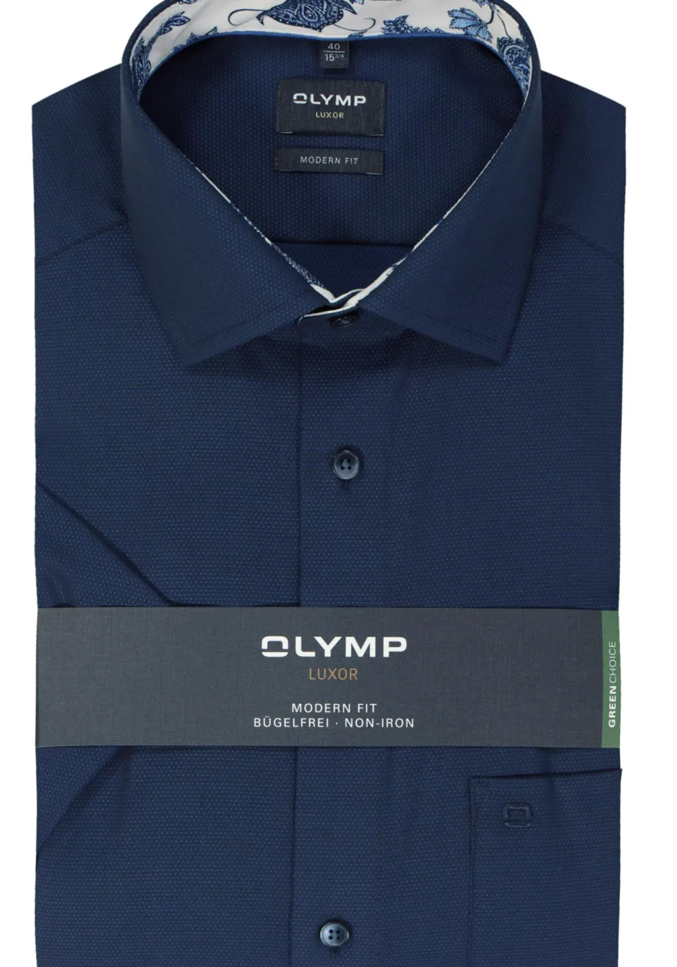 OLYMP modern fit overhemd, korte mouw, structuur, marine blauw