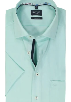 OLYMP modern fit overhemd, korte mouw, structuur, mint groen