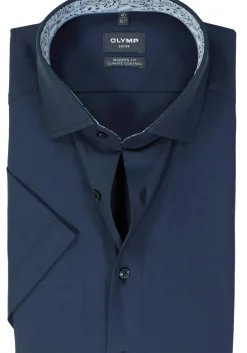 OLYMP 24/7 modern fit overhemd, korte mouw, twill, marine blauw