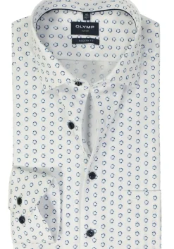 OLYMP modern fit overhemd, mouwlengte 7, dobby, wit dessin