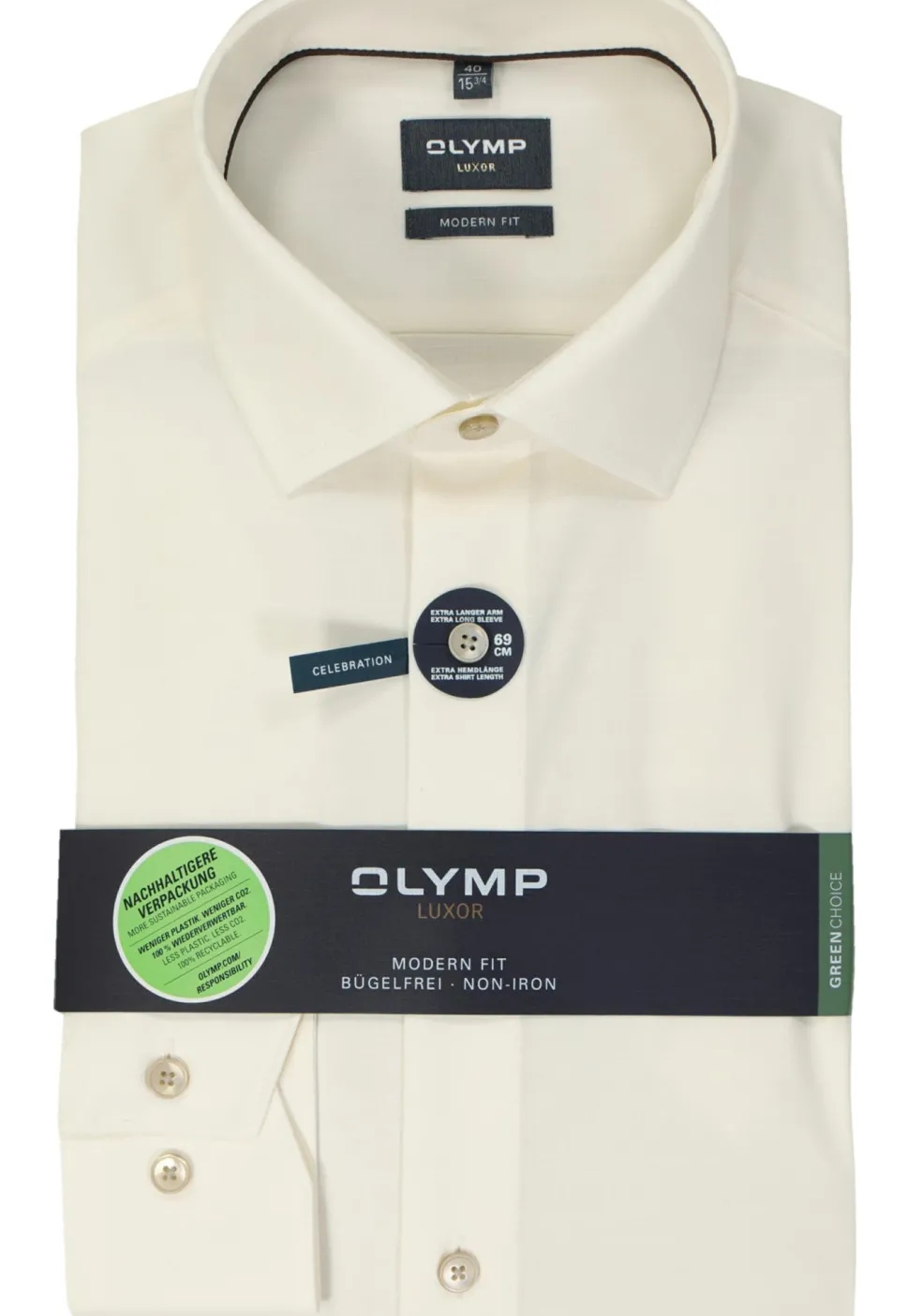 OLYMP modern fit overhemd, mouwlengte 7, structuur, lichtbeige