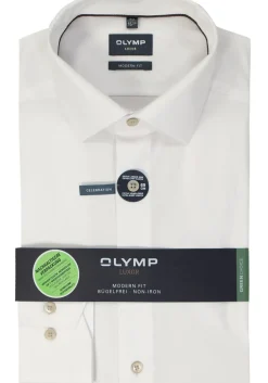 OLYMP modern fit overhemd, mouwlengte 7, structuur, wit