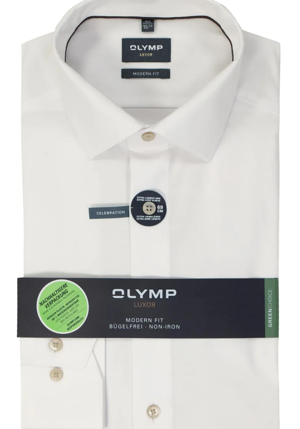 OLYMP modern fit overhemd, mouwlengte 7, structuur, wit